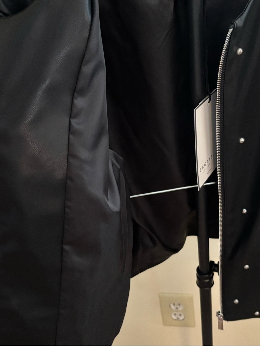 bagatelle Black Faux-Leather Bomber Jacket with silver Studs - Picture 6 of 6